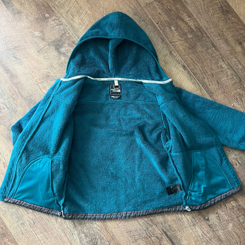 The North Face fleece full zip jacket w/hood women’s Sz S beautiful dark teal - Picture 5 of 16